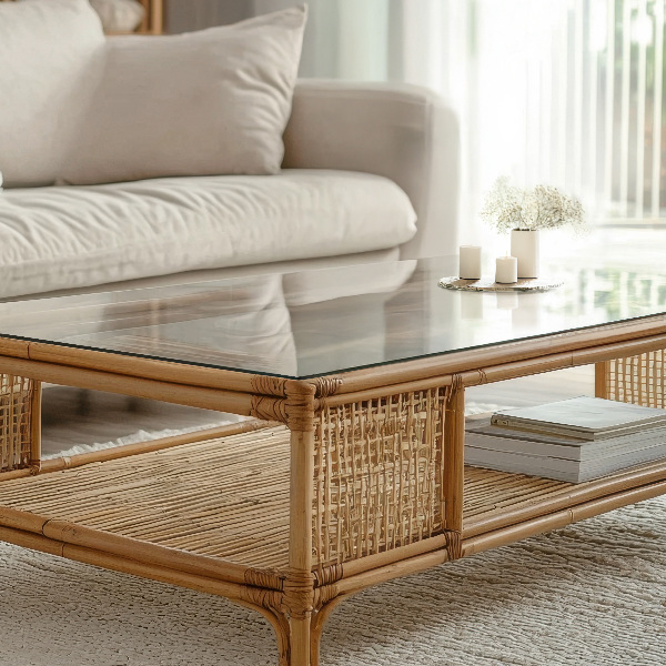 Rectangular transparent table top