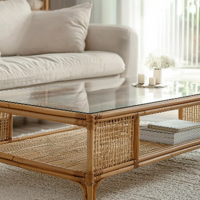 Rectangular transparent table top