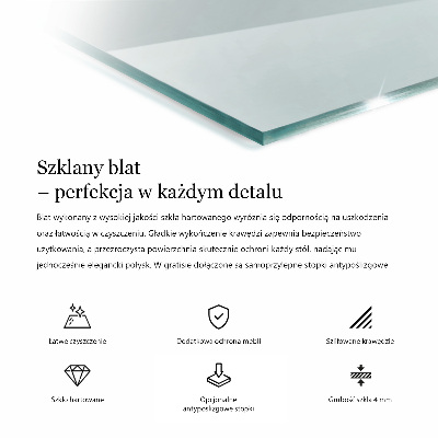 Rectangular transparent table top