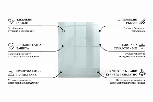 Rectangular transparent table top