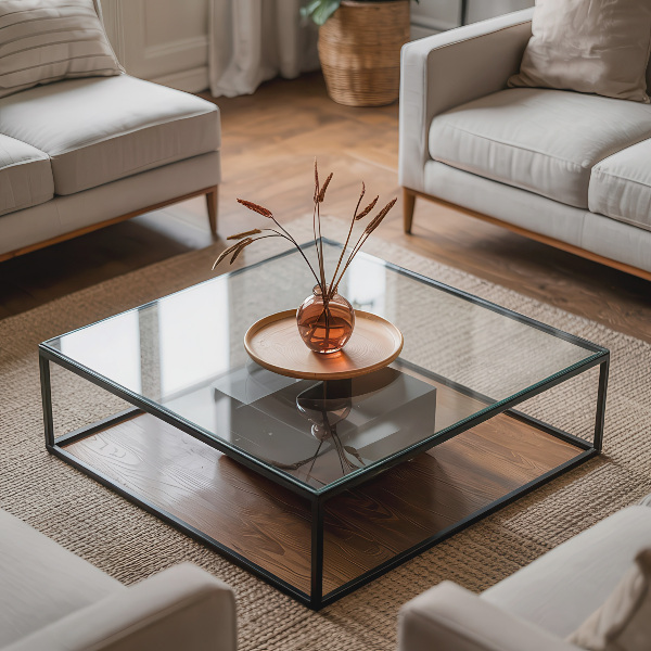 Rectangular transparent table top