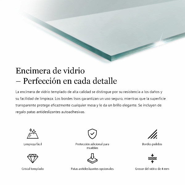Rectangular transparent table top