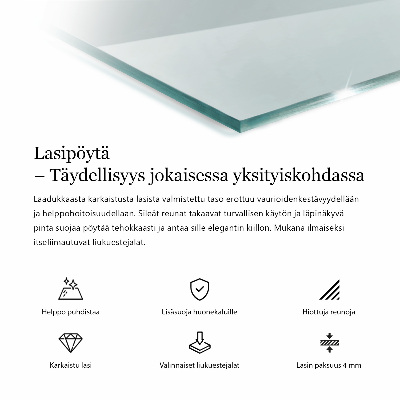 Rectangular transparent table top
