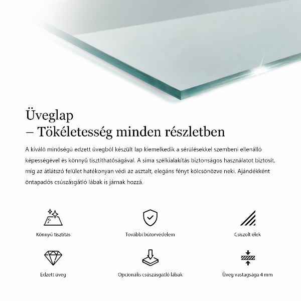 Rectangular transparent table top