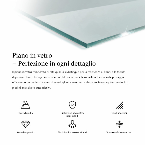 Rectangular transparent table top