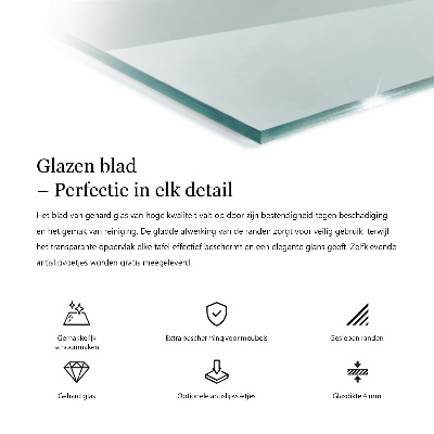 Rectangular transparent table top