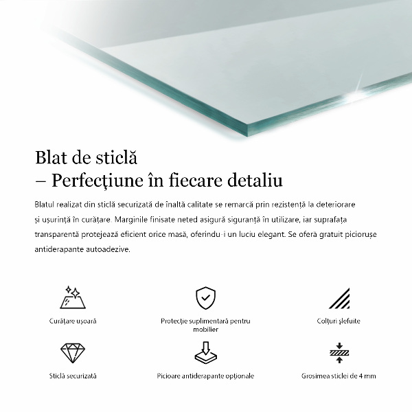 Rectangular transparent table top