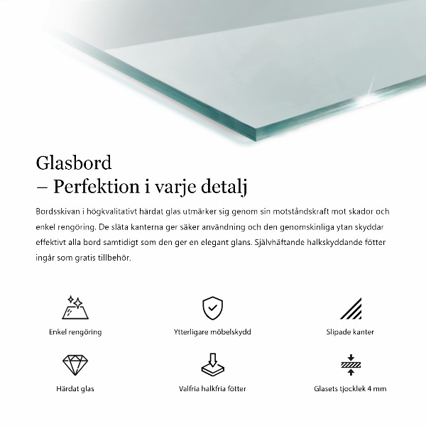 Rectangular transparent table top