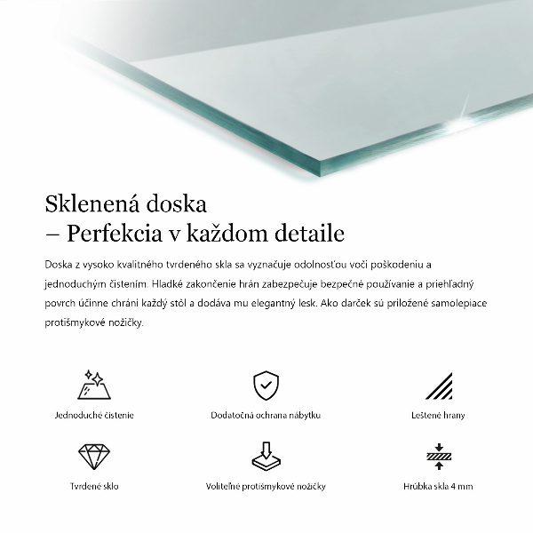 Rectangular transparent table top