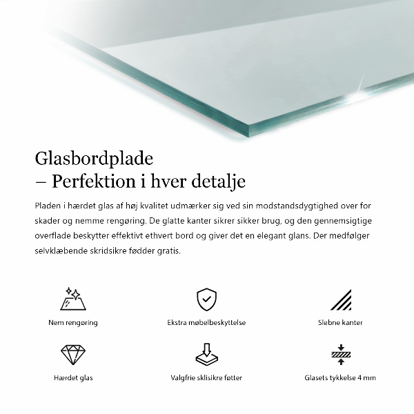 Rectangular transparent table top