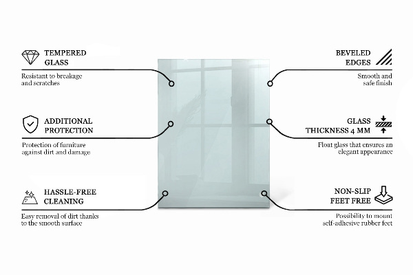Rectangular transparent table top