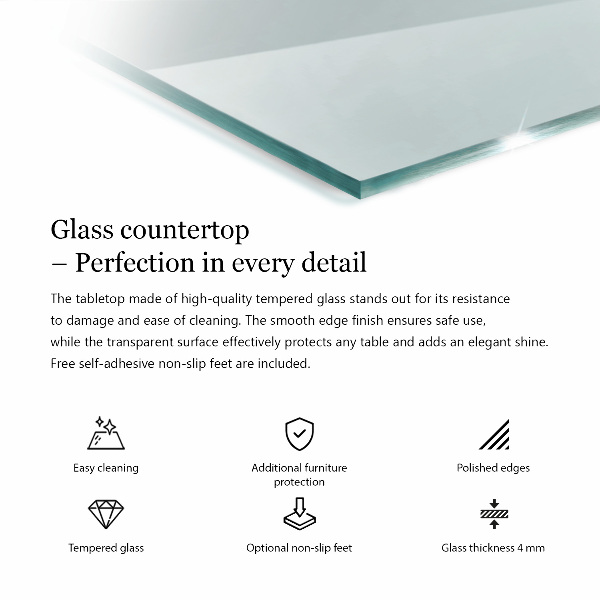 Rectangular transparent table top