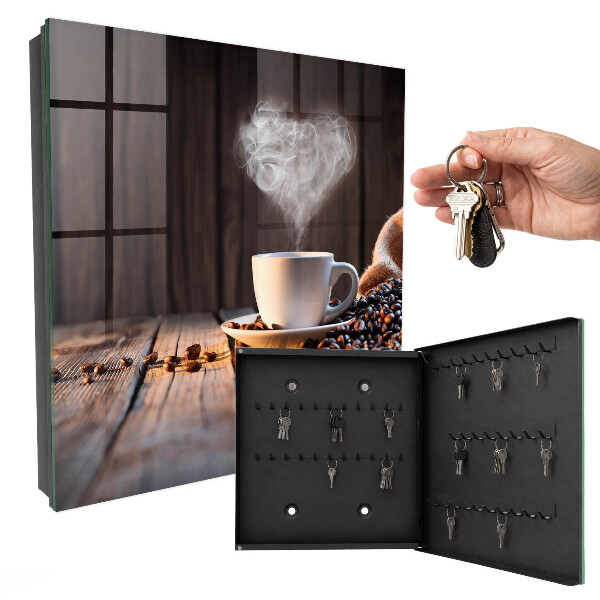 Key cabinet for wall Coffee heart