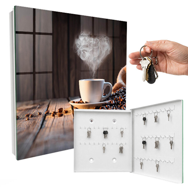 Key cabinet for wall Coffee heart