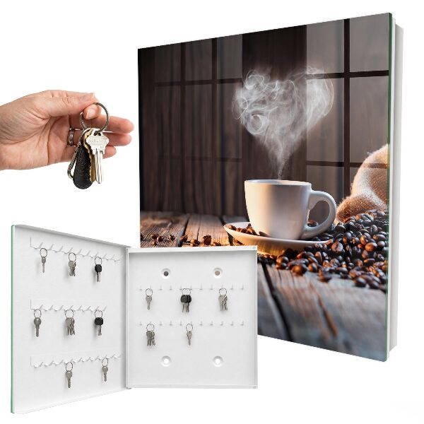 Key cabinet for wall Coffee heart