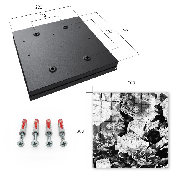 Key box Black and white flowers