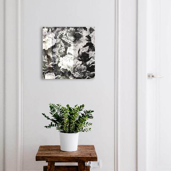 Key box Black and white flowers