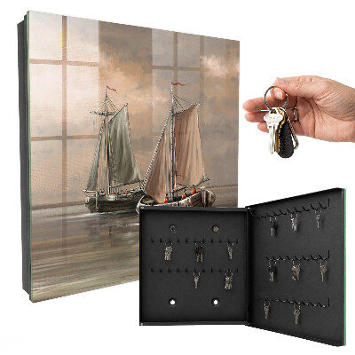 Key cabinet for wall Sea sailboats