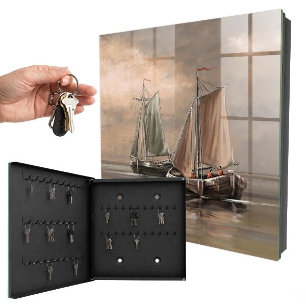 Key cabinet for wall Sea sailboats