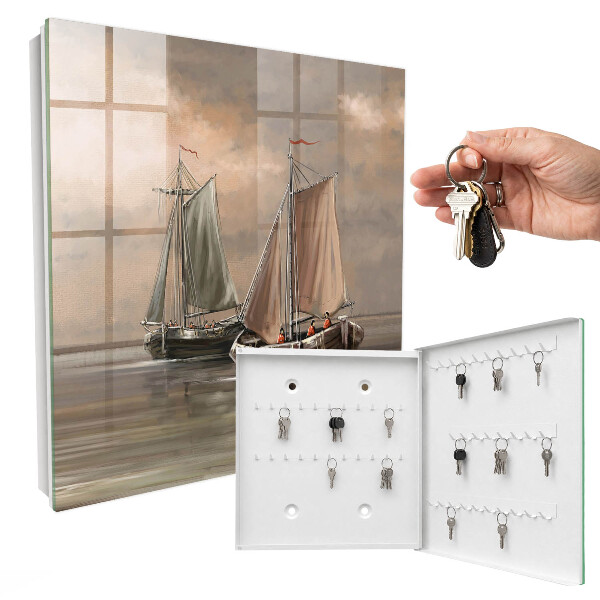 Key cabinet for wall Sea sailboats
