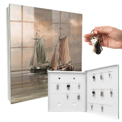 Key cabinet for wall Sea sailboats