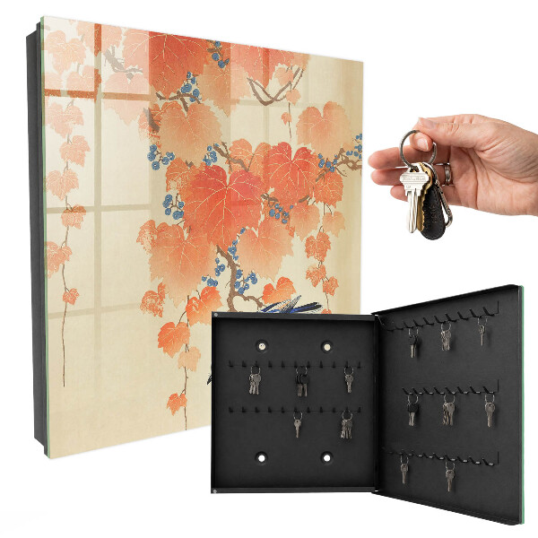 Key cabinet for wall Bird and leaves