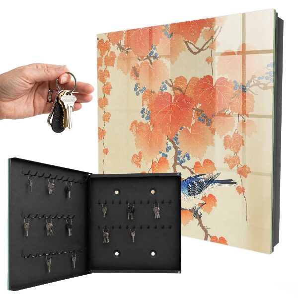 Key cabinet for wall Bird and leaves