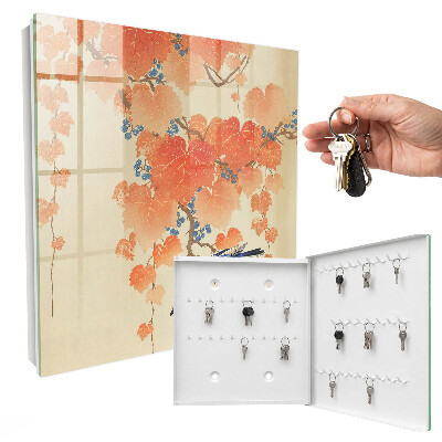 Key cabinet for wall Bird and leaves