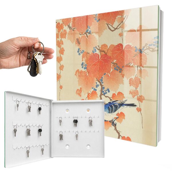 Key cabinet for wall Bird and leaves