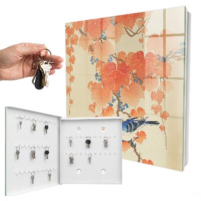 Key cabinet for wall Bird and leaves
