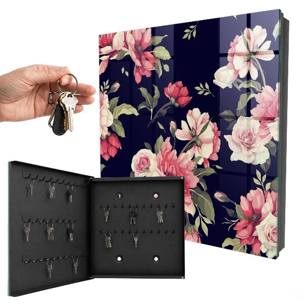Key cabinet for wall Romantic flowers