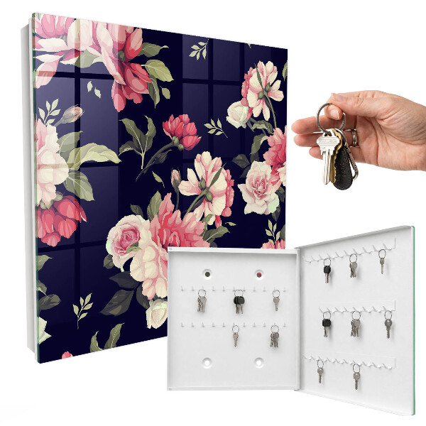 Key cabinet for wall Romantic flowers