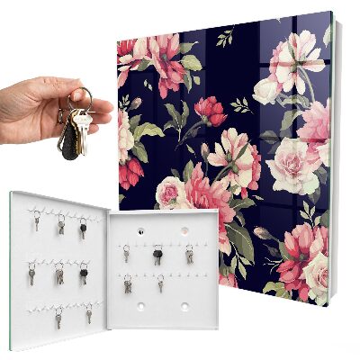 Key cabinet for wall Romantic flowers