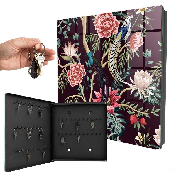 Key cabinet for wall Flowers and birds