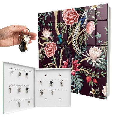 Key cabinet for wall Flowers and birds