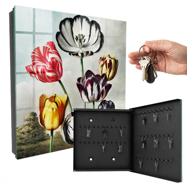 Key storage box Retro tulips