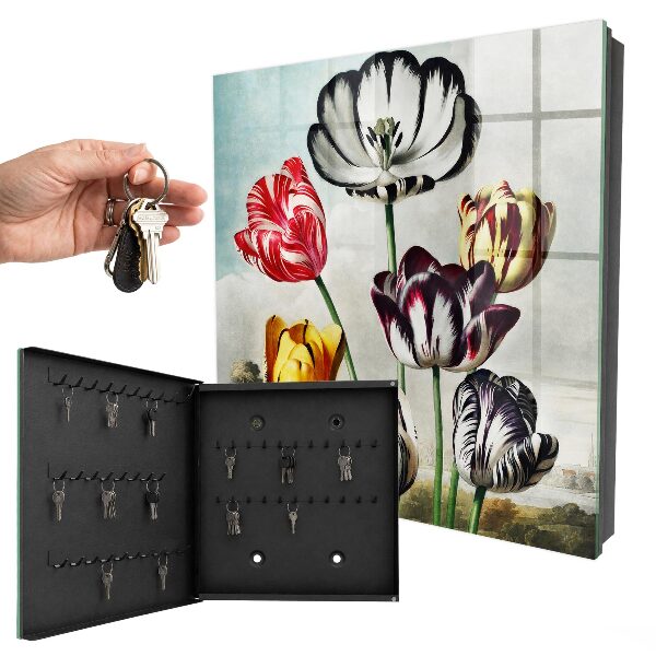 Key storage box Retro tulips