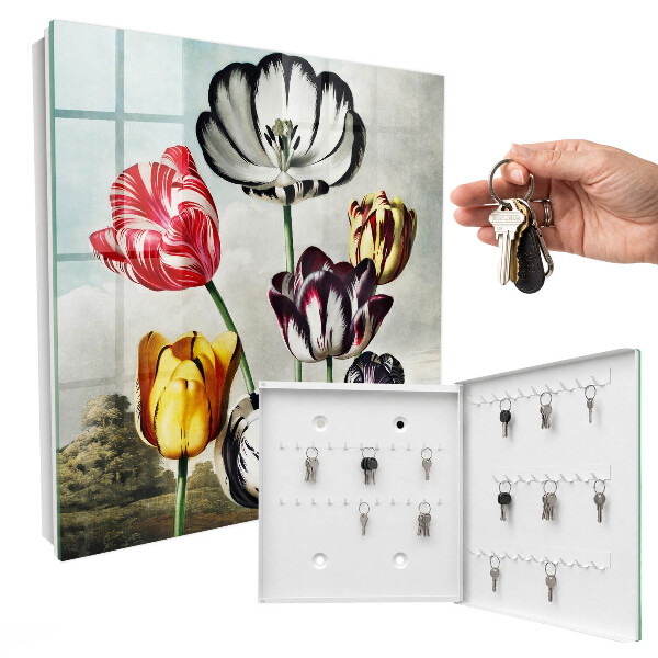 Key storage box Retro tulips