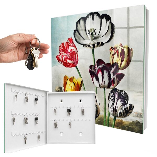 Key storage box Retro tulips