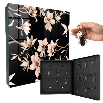 Key storage box Cream flowers