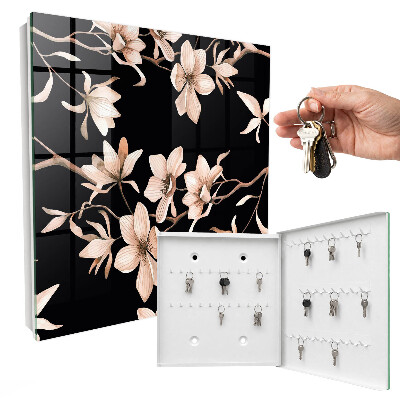 Key storage box Cream flowers