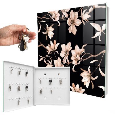 Key storage box Cream flowers