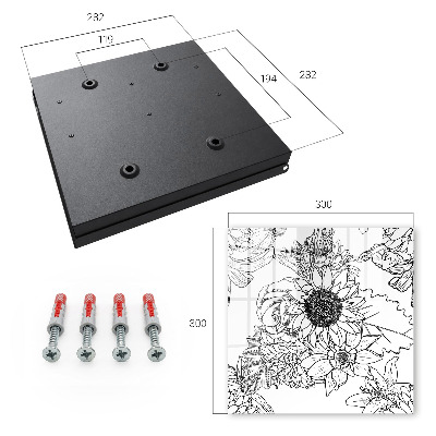 Key cabinet for wall Black and white flowers