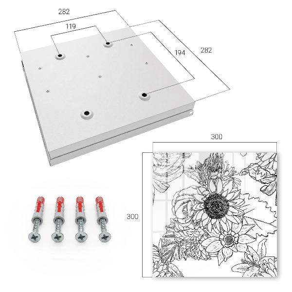 Key cabinet for wall Black and white flowers