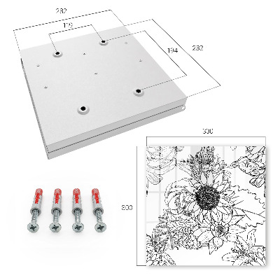 Key cabinet for wall Black and white flowers