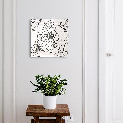Key cabinet for wall Black and white flowers