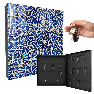 Key storage box Blue arabesque