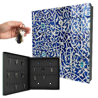 Key storage box Blue arabesque