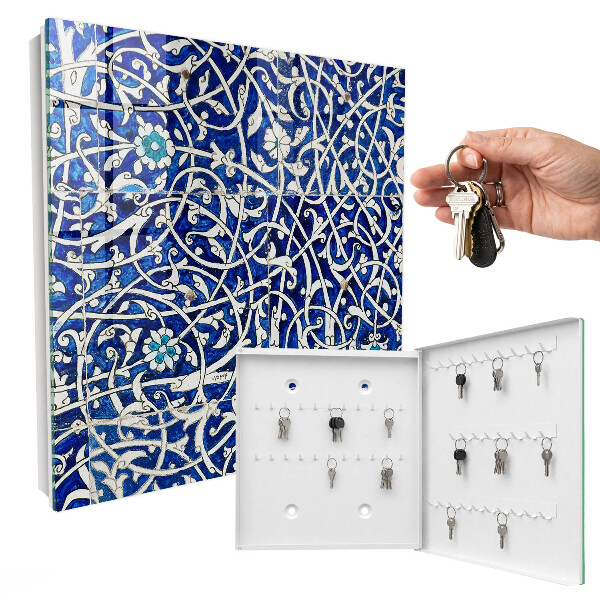 Key storage box Blue arabesque