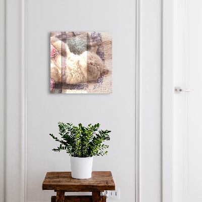 Key cabinet for wall Sleeping kitten